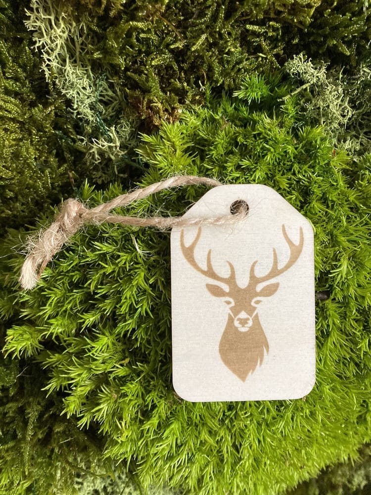 Cedulka na dárek s gravírovaným jelenem